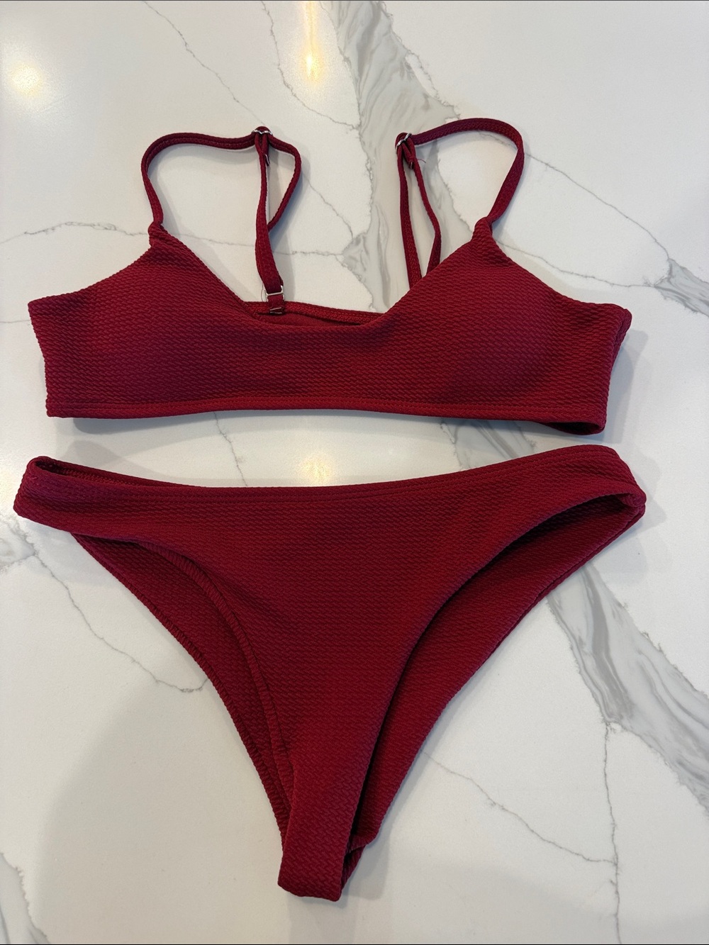 Women's Textured Burgundy Bikini Set